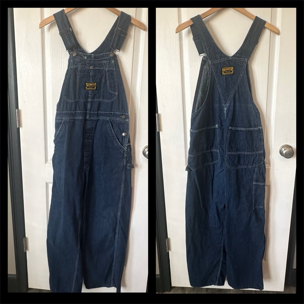 Vintage Washington Dee Cee Sanforized Overalls Button Fly Carpenter Blue Denim